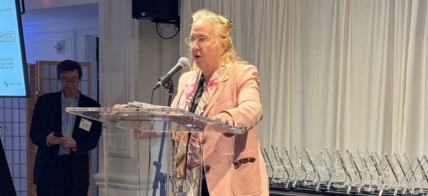 New York City Council Member Gale Brewer spoke of support for asylum-seekers during her remarks at City & State’s 50 Over 50 celebration at the Manhattan Penthouse near Union Square Monday