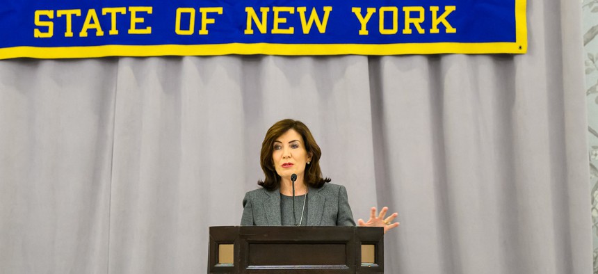 Gov. Kathy Hochul attended the District Attorneys Association of the State of New York Winter Conference on Friday.