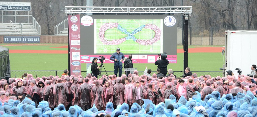 GRACE Foundation broke its own Guinness World Record for creating the largest human infinity symbol for the second year in a row, this time with the help of St.Joseph by the Sea High School on Staten Island. 