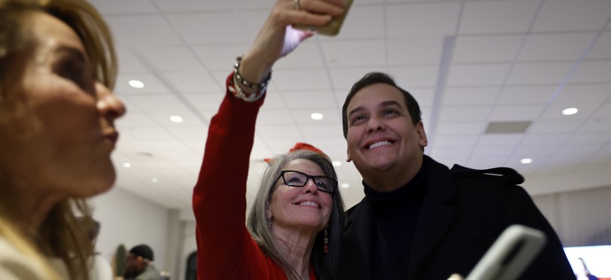 Former Rep. George Santos attends Donald Trump’s watch party for the New Hampshire primaries on Jan. 23. 