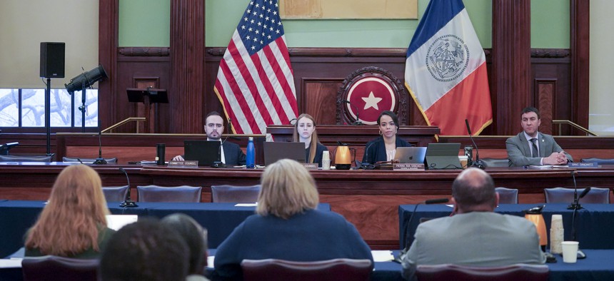 The New York City Council’s Committee on Housing and Buildings hearing on Wednesday. 