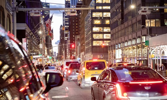 Congestion pricing plate readers after they were installed over Lexington Avenue in Manhattan on December 18, 2023 in New York City.