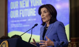 Gov. Kathy Hochul made a budget announcement on Monday.