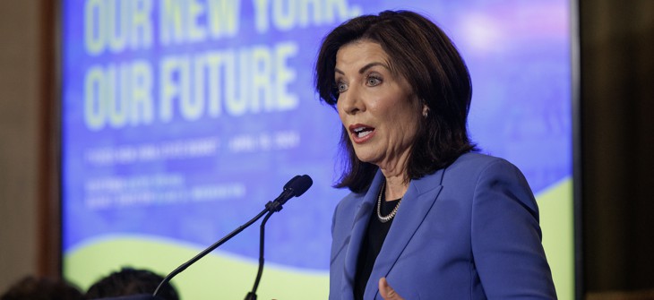 Gov. Kathy Hochul made a budget announcement on Monday.