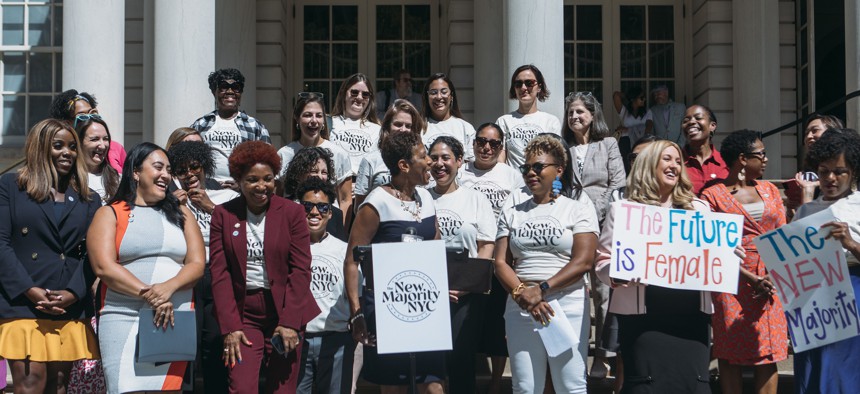 The New York City Council Women’s Caucus celebrates their new majority in September 2022.