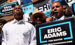 Former Gov. David Paterson, right, endorses Eric Adams, left, for mayor in 2021.