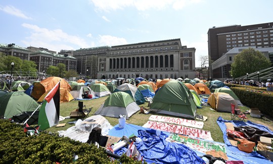 Pro-Palestinian students set up a “Gaza Solidarity Encampment” at Columbia University.