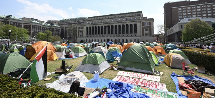 Pro-Palestinian students set up a “Gaza Solidarity Encampment” at Columbia University.