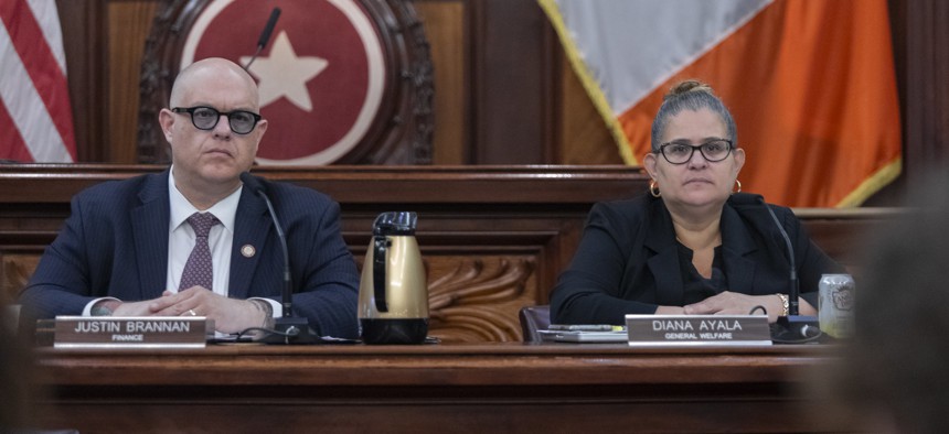 New York City Council Members Justin Brannan and Diana Ayala lead a budget hearing on social services.