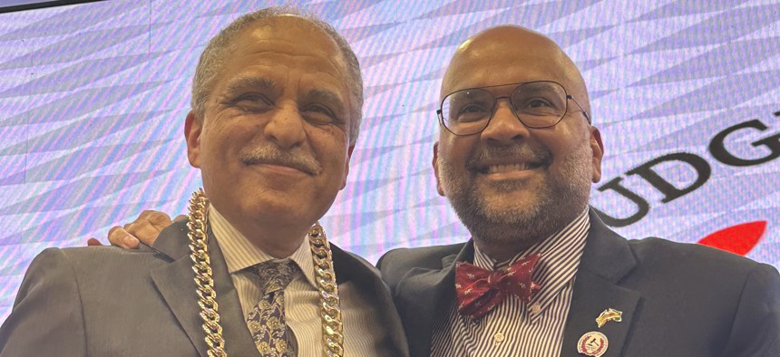 Chief Judge of the state Court of Appeals Rowan Wilson and Asian American Judges Association President Shahabuddeen Ally at the association’s annual dinner Tuesday night. 