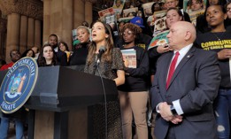 State Sen. Julia Salazar – chair of the Senate Crime, Crime Victims and Correction Committee – speaks at a rally in support of sentencing reform.