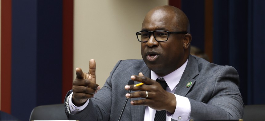 Rep. Jamaal Bowman speaks at a House hearing on antisemitism on May 8, 2024.