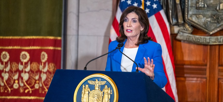 Gov. Kathy Hochul updates the public on the final day of the state Legislature’s session. 