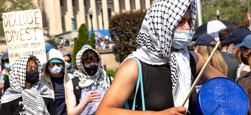 Protesters at Columbia University called for divestment from Israel.