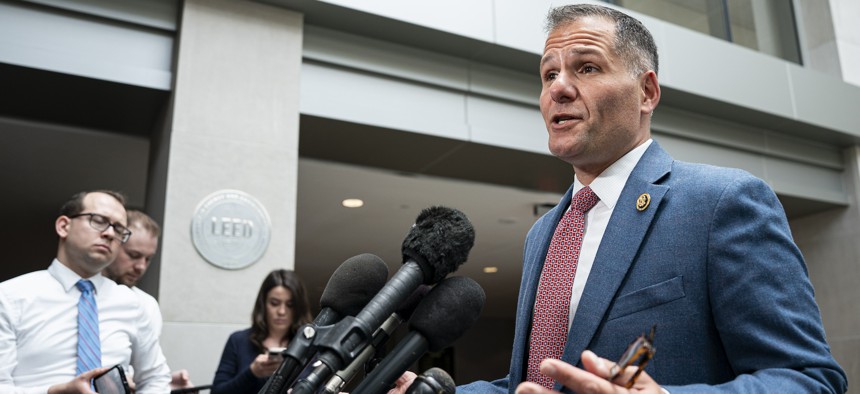 Rep. Marc Molinaro speaks to reporters in advance of a House committee’s closed-door interview with former Gov. Andrew Cuomo on June 11, 2024.