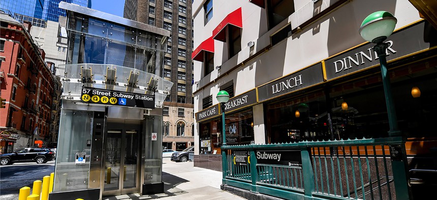 The project included the installation of three new elevators: one on the northbound platform, one on the southbound platform and one from the street level to the mezzanine (shown in the attached picture), making the 57th St Station on the R/Q/N Line ADA Compliant.