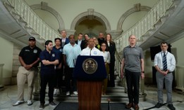 City officials held a press conference about the global IT meltdown.