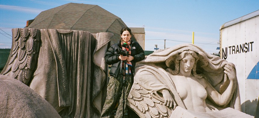 Documentarian Claire Read films old remnants of the original Penn Station at a NJTransit facility in Newark, N.J.