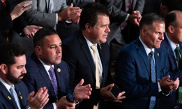Republican Reps. Mike Lawler, Anthony D’Esposito, Nick Lalota, Marc Molinaro and Nick Langworthy attend Israeli Prime Minister Benjamin Netanyahu’s speech to Congress on July 24, 2024. 