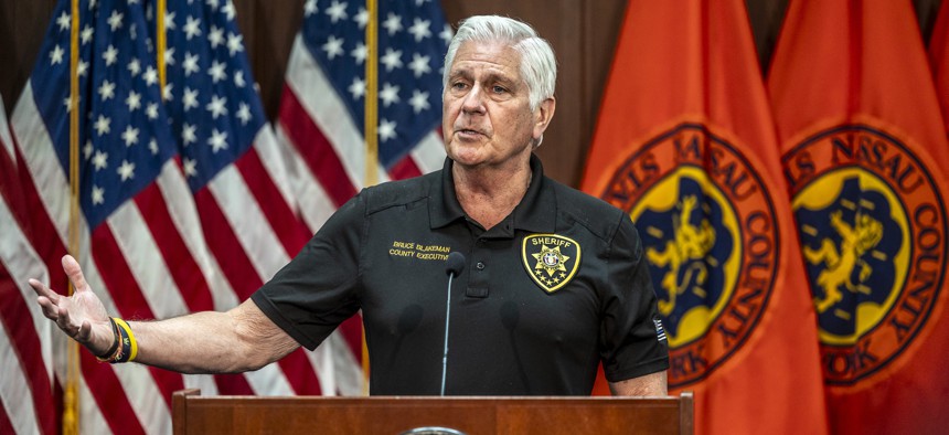 Nassau County Executive Bruce Blakeman speaks at a press conference on June 24, 2024.