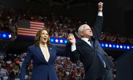 Vice President Kamala Harris introduces her running mate, Minnesota Gov. Tim Walz, at a campaign event in Philadelphia on Aug. 6, 2024.