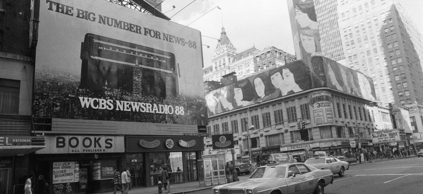 A WCBS radio billboard in Times Square in 1978.