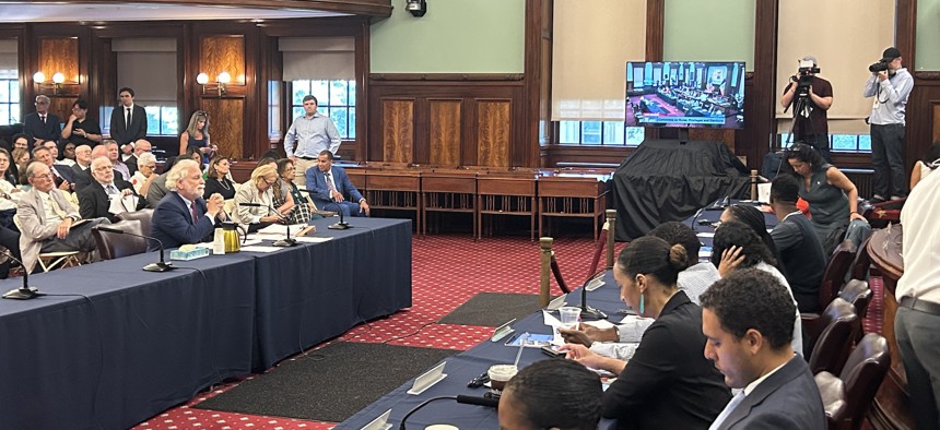 Randy Mastro testifies during a hearing on his nomination before the City Council’s Committee on Rules on Aug. 27, 2024.