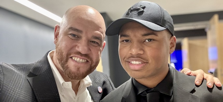 Yonkers Public Schools Superintendent Aníbal Soler Jr. (left) with his son, Avery Celestino Soler.