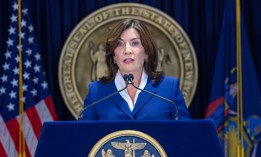 Gov. Kathy Hochul speaks to the press on Sept. 4, 2024.