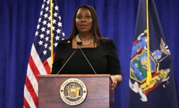 New York State Attorney General Letitia James speaks to the press on Feb. 16, 2024.