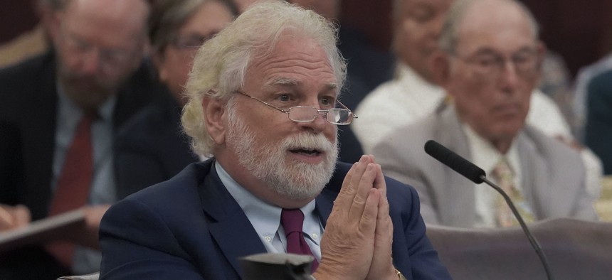 Randy Mastro testifies before the City Council on Aug. 27.