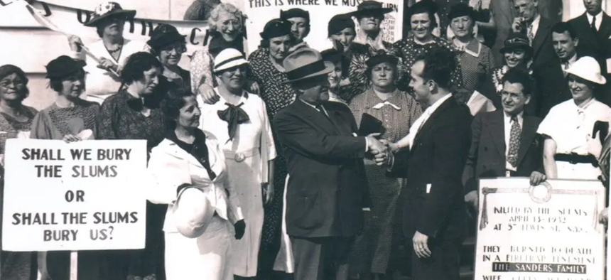 United Neighborhood Houses leaders at their 1936 Bury the Slums campaign