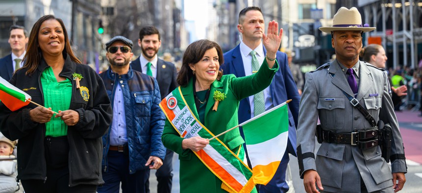 Gov. Kathy Hochul marches in the St. Patrick’s Day parade every year in Manhattan.