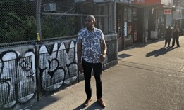 New York City Council Member Chris Banks looks toward the Sutter Avenue L stop Sunday.