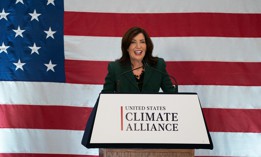 Gov. Kathy Hochul speaks at a U.S. Climate Alliance event on Sept. 23, 2024.