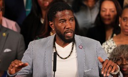 Public Advocate Jumaane Williams speaks at City Hall in 2023.