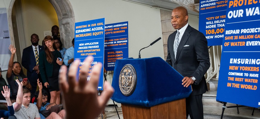 New York City Mayor Eric Adams took questions from the press on his own this week.