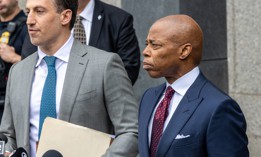 New York City Mayor Eric Adams leaves the federal courthouse in Manhattan after pleading not guilty to corruption charges.