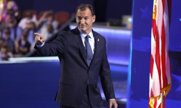 Rep. Tom Suozzi speaks at the Democratic National Convention on Aug. 21, 2024.