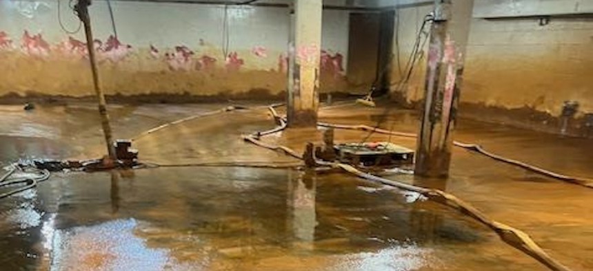 Groundwater flooding in the Carter Senior Residence in Jamaica, Queens