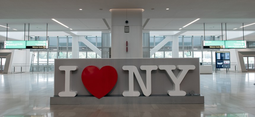 Following a multi-year redesign, the new interior of Terminal B at LaGuardia was unveiled in June 2010.