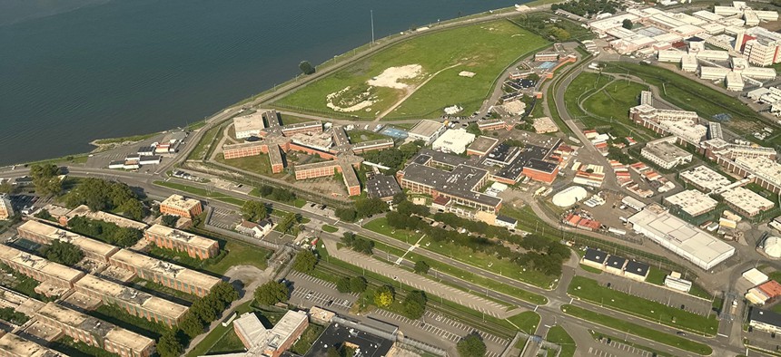 Aerial view of the Rikers Island jail complex.