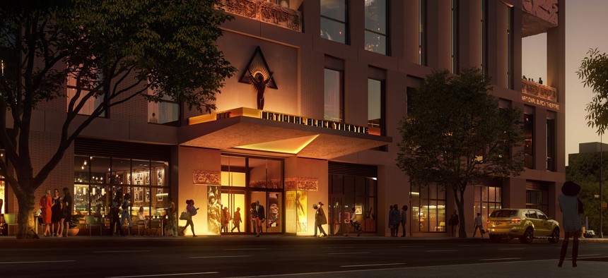 A rendering of the new, 22-story National Black Theatre building, which is set to open in 2026.