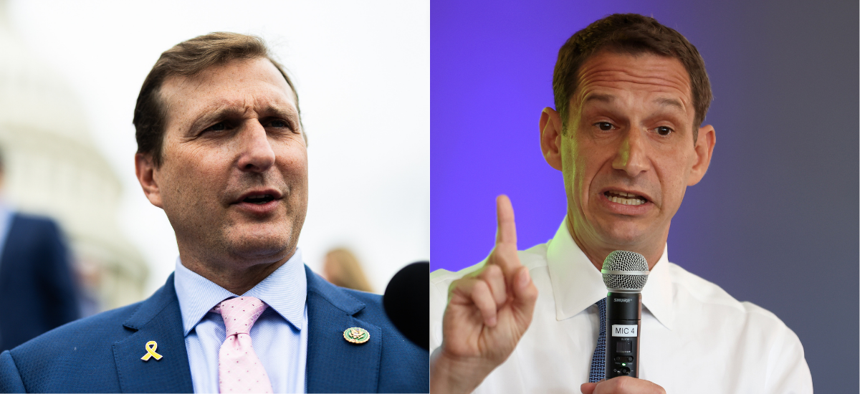 New York Rep. Dan Goldman, left, and San Francisco Mayor-elect Daniel Lurie, right