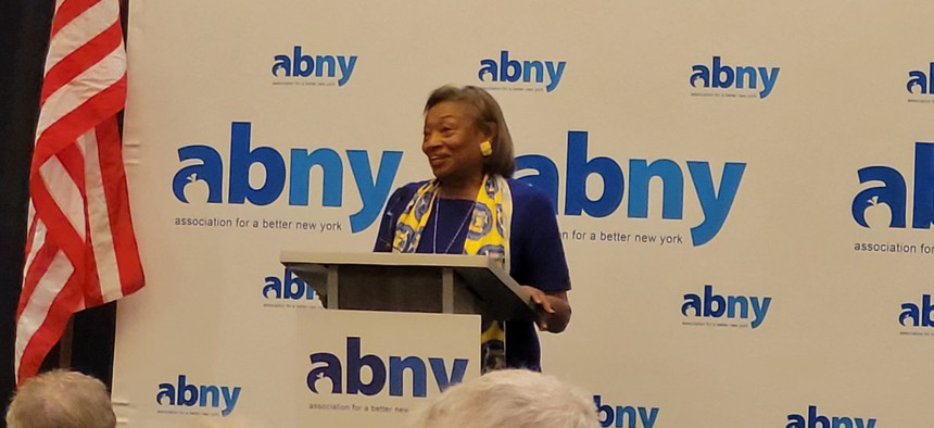 State Senate Majority Leader Andrea Stewart-Cousins spoke at an Association for a Better New York breakfast on Nov. 19.