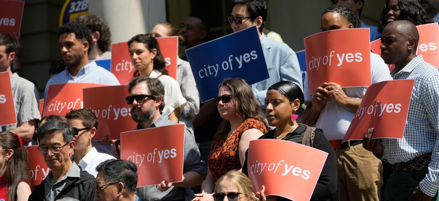 Supporters of City of Yes rally outside City Hall