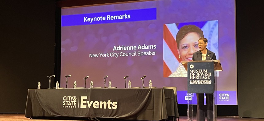 City Council Speaker Adrienne Adams speaks at day 1 of the 2024 NYCETC Conference: Setting NYC’s Workforce Agenda.