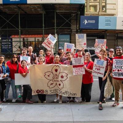 32BJ staff looks to unionize with CWA, asks for neutrality