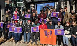 Working Families Party voters rally in Ithaca.