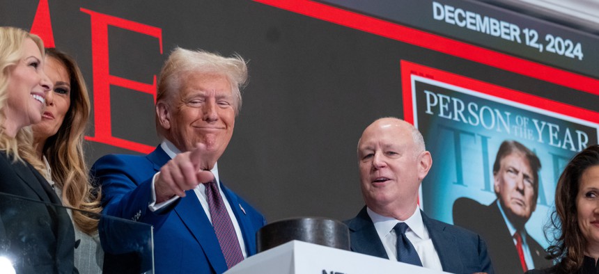 President-elect Donald Trump rings the opening bell at the New York Stock Exchange.